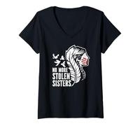Womens No More Stolen Sister Indigenous Roots Native American Pride V-Neck T-Shirt