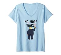 Womens No More Wars Punctuation Matters Antiwar Protest V-Neck T-Shirt
