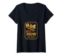 Womens No Mow May Grass to Wildflower Pollinator Awareness V-Neck T-Shirt