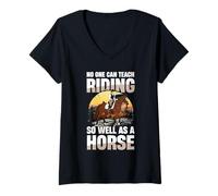 Womens No One Can Teach Riding So Well As A Horse V-Neck T-Shirt