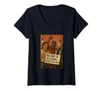 Womens No one is Illegal on Stolen Land. America Africa Palestine V-Neck T-Shirt