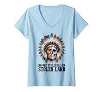 Women's No One is Illegal on Stolen Land - Native American Roots V-Neck T-Shirt