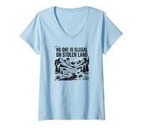 Women's No One is Illegal On Stolen Land V-Neck T-Shirt