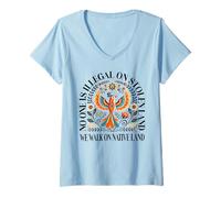 Womens No-One is Illegal On Stolen Land We Walk On Native Land V-Neck T-Shirt