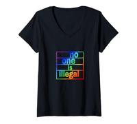Womens no one is illegal -- THE ORIGINAL (LGBTQ+ Edition) V-Neck T-Shirt