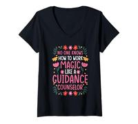 Women's NO ONE Works Magic Like A Guidance Counselor V-Neck T-Shirt
