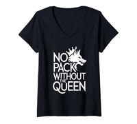 Womens No Pack Without The Queen Alpha Wolf Fearless Alpha Girl V-Neck T-Shirt