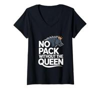 Womens No Pack Without The Queen Alpha Wolf Fearless Alpha Girl V-Neck T-Shirt