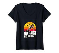 Women's No Pads No Mercy Roller Derby Skater Sunset V-Neck T-Shirt