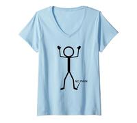 Womens No Pain Only at Little Toe Stick Figure Funny Aging Humor V-Neck T-Shirt