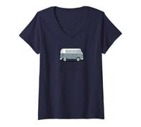 Women's No Plan No Worries Cool Van Freedom Life Road Adventure V-Neck T-Shirt