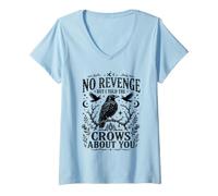 Women's No Revenge But I Told The Crows About You Creepy Corvid Bird V-Neck T-Shirt