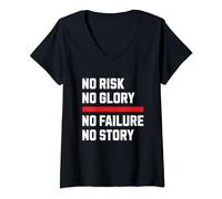 Womens No Risk No Glory No Failure No Story V-Neck T-Shirt