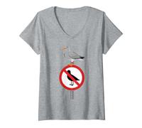 Women's No Seagulls Allowed Sign Funny Beach Humor V-Neck T-Shirt