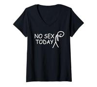 Womens No Sex Today Funny Disappointed Face Joke Adult Meme Joke V-Neck T-Shirt