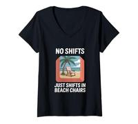 Womens No Shifts Just Shifts in Beach Chairs Labor Day V-Neck T-Shirt