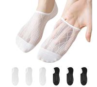 Womens No Show Mesh Socks 6Pairs No-Slip Summer Breathable Invisible Liner Soft Cooling Ladies Socks Loafers