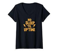 Womens No Sleep Til Uptime Sysadmin IT Programmer Tech Humor V-Neck T-Shirt