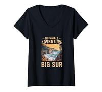 Womens No Small Adventure Big Sur Nature Hiking Outdoor V-Neck T-Shirt