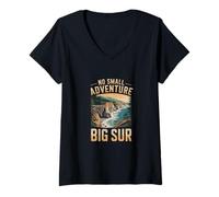 Womens No Small Adventure Big Sur Nature Hiking Outdoor V-Neck T-Shirt