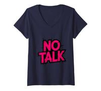 Womens No Small Talk Zone - Funny Introvert Quote V-Neck T-Shirt