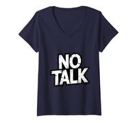 Womens No Small Talk Zone - Funny Introvert Quote V-Neck T-Shirt
