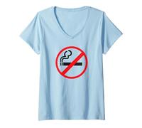 Womens No Smoking Warning Sign V-Neck T-Shirt