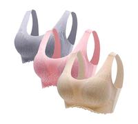 Women's No Steel Ring 3PC Underwear Set Comfortable Sleep Bra Traceless Latex Heart Bar Sexy Lingerie 3PCS