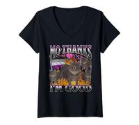 Womens No Thanks I'm Good Funny Asexual Lgbtq Cat Meme Bootleg V-Neck T-Shirt
