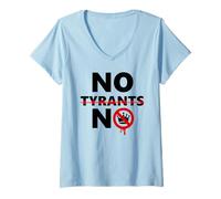 Womens No Tyrants No Kings Resist Stop Fascism Protest Anti-Fascism V-Neck T-Shirt