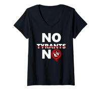 Womens No Tyrants No Kings USA Resist Fascism Protest Anti-Fascism V-Neck T-Shirt
