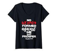 Womens No Weapon Formed Against Me Shall Prosper Isaiah 54 17 V-Neck T-Shirt