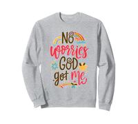 Womens No Worries God-Got Me Hippie Christian Religion Jesus Sweatshirt