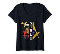 Womens Noble Shriner Symbol G Square & Compasses Shriners Freemason V-Neck T-Shirt