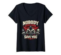 Women's Nobody is Coming to Save You Bodybuilder Gym Weightlifting V-Neck T-Shirt