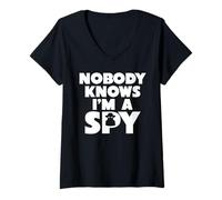 Womens Nobody Knows I'm A Spy Funny T-Shirts V-Neck T-Shirt