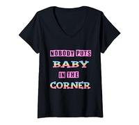 Womens Nobody Puts Baby In The Corner V-Neck T-Shirt
