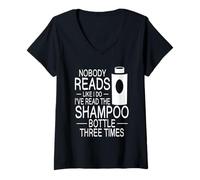 Women's Nobody Reads Like I Do Shampoo Bottle Three Times Reading V-Neck T-Shirt