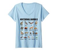 Womens Nocturnal Animals Educational Wildlife Science Nature Lover V-Neck T-Shirt