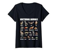 Womens Nocturnal Animals Educational Wildlife Science Nature Lover V-Neck T-Shirt