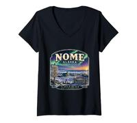 Women's Nome Alaska AK USA, Dog Race, Alaska Natives, V-Neck T-Shirt