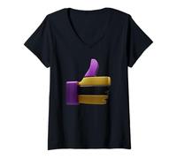 Womens Non Binary Pride Flag Colors Nonbinary Transgender Thumbs Up V-Neck T-Shirt