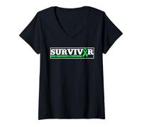 Womens Non-Hodgkin's Lymphoma Cancer Awareness Survivor V-Neck T-Shirt