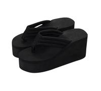 Women's Non-Slip Rubber Flip Flops - Comfortable Sandals with Wedge Breathable Washable Slippers Beach Walking Shower Sandals Black Open Pool Elegant Home Travel, Black, 5 UK