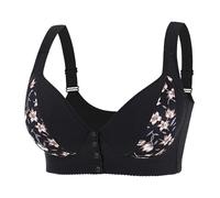 Women's Non Wired Bra Women's Plus Size Underwear Front Fastening Bras Wireless Underwear Comfort Bras PlungeBra Sleep Everyday Bra (Black, 50E)