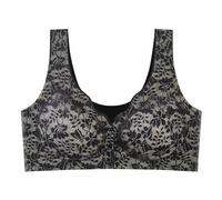 Womens Non Wired Cotton Bras Front Fastening Bra for Older Women Lace Plus Size No Wire Bra for Elderly Ladies Comfortable Cotton Wide Shoulder Straps Everyday Lingerie