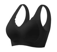 Women's Non-Wired Support Bra - Full Coverage Seamless Comfort for Large Busts | Adjustable Wide Straps Breathable T-Shirt Bra Zero-Feel Cloud Comfort Effortless Care, Enduring Shape Black