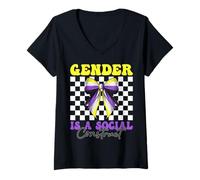 Womens Nonbinary Flag Pride Girl Gender Is A Social Construct V-Neck T-Shirt