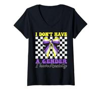Womens Nonbinary Flag Pride Girl I Don't Have Gender I Have Anxiety V-Neck T-Shirt