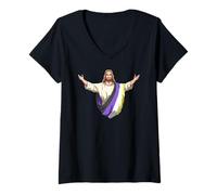 Womens Nonbinary Jesus Gay Jesus LGBTQ Nonbinary Pride V-Neck T-Shirt